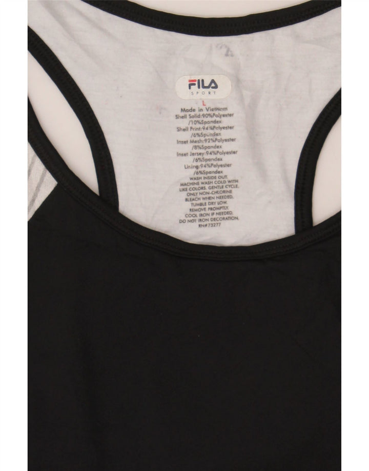 FILA Womens Vest Top UK 14 Large Black Colourblock Polyester Vintage Fila and Second-Hand Fila from Messina Hembry 
