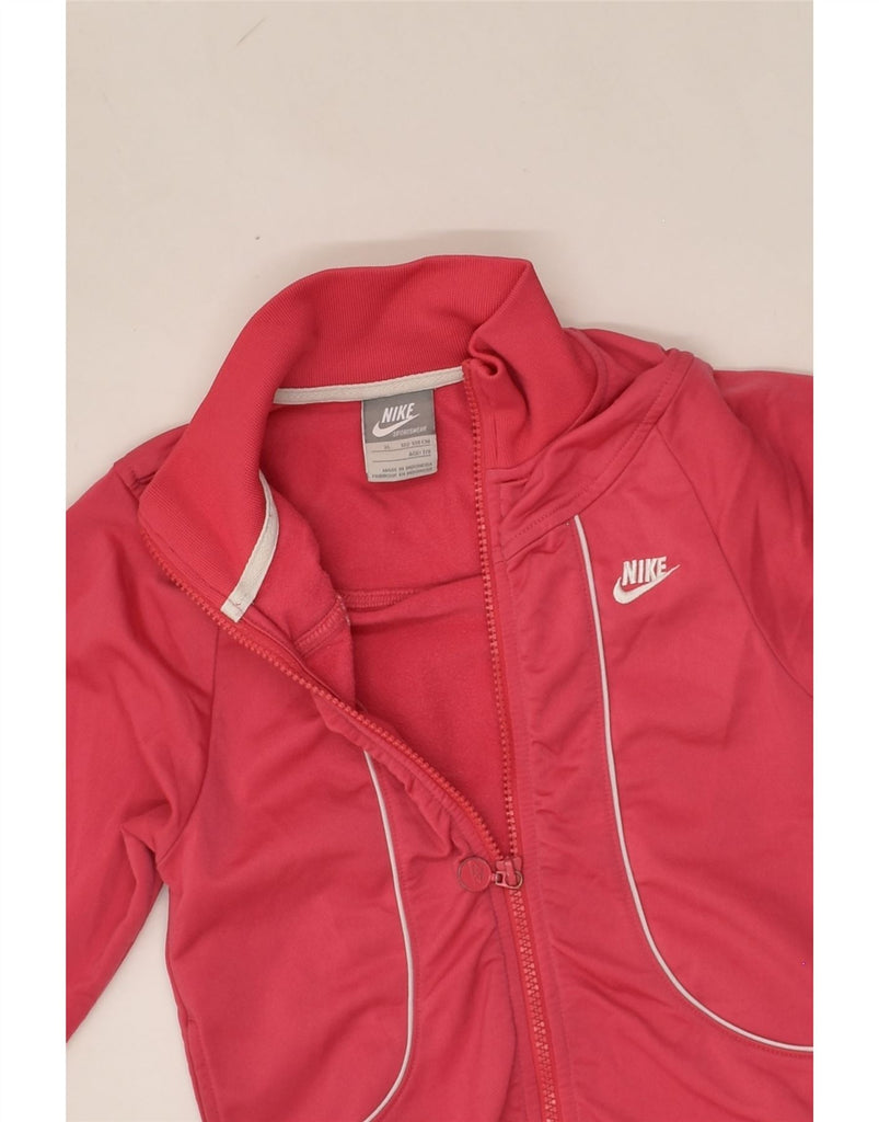 NIKE Girls Tracksuit Top Jacket 7-8 Years XL Pink Polyester | Vintage Nike | Thrift | Second-Hand Nike | Used Clothing | Messina Hembry 