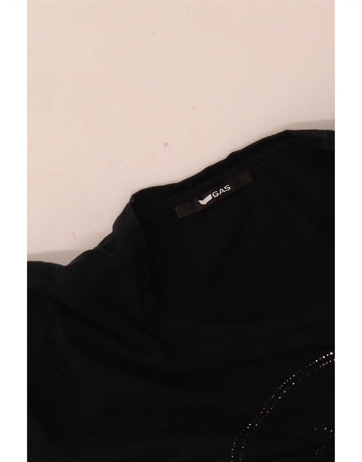 Gas Womens Graphic T-Shirt Top UK 8 Small Black