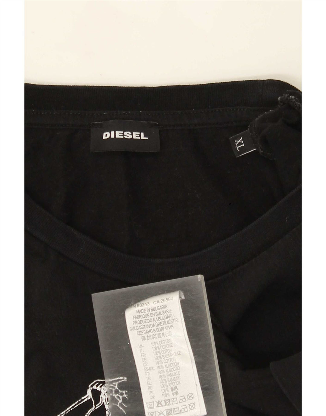 Diesel Mens Graphic T-Shirt Top XL Black Cotton