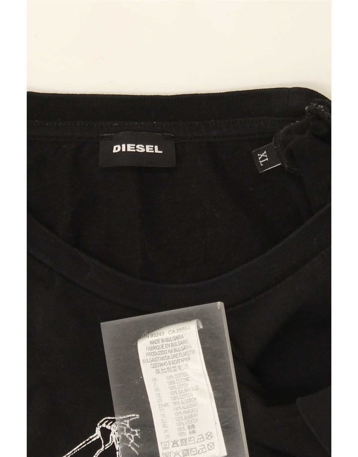 Diesel Mens Graphic T-Shirt Top XL Black Cotton