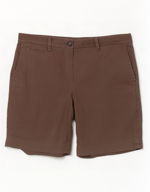 Marks & Spencer Womens Chino Shorts UK 12 Medium W32 Brown Cotton