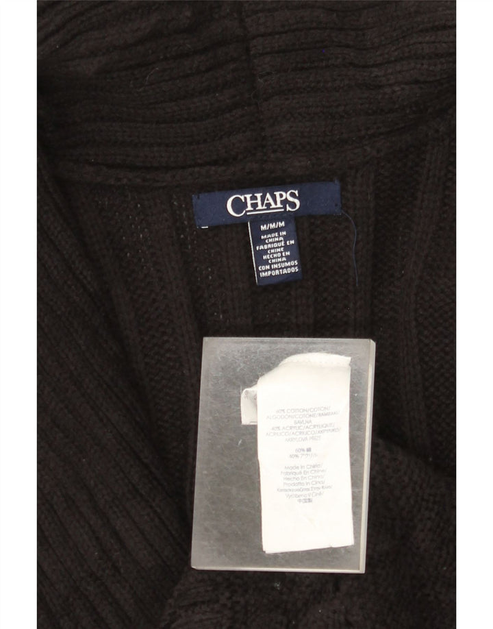 CHAPS Womens Sleeveless Cardigan Sweater UK 12 Medium Black Cotton