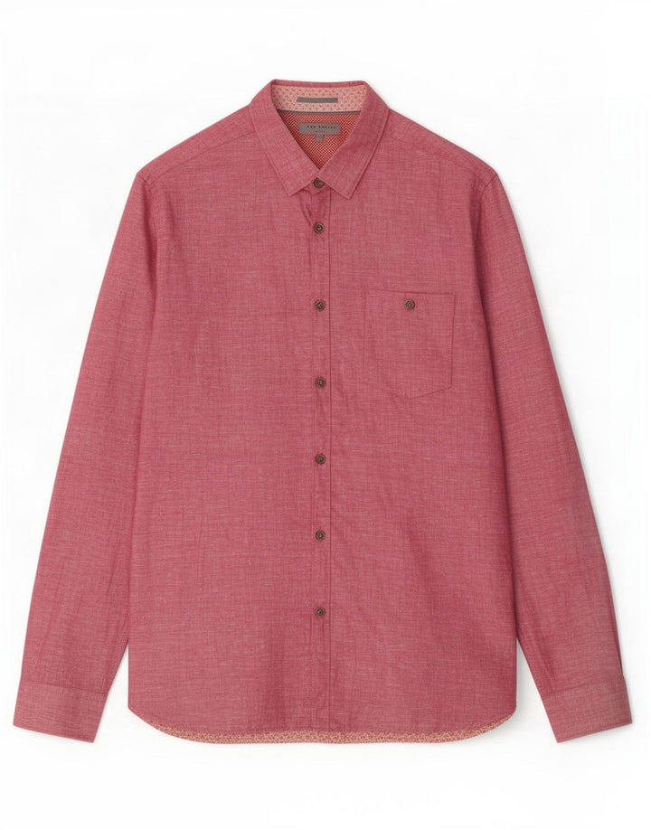Ted Baker Mens Shirt Size 4 Large Pink Linen