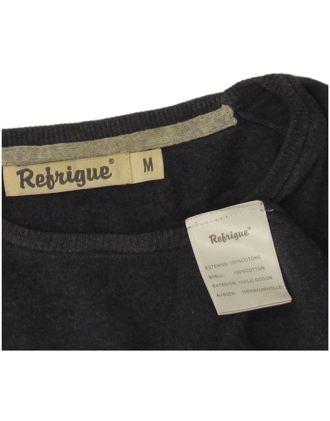 Refrigue Mens Boat Neck Jumper Sweater Medium Navy Blue Cotton