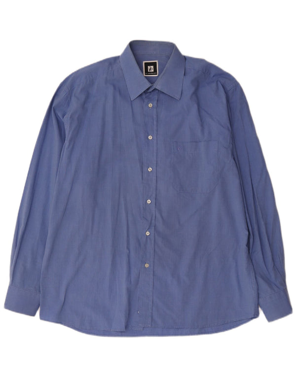 Roccobarocco Mens Shirt Size 42 16 1/2 Large Blue Cotton
