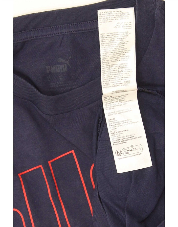 Puma Mens Graphic T-Shirt Top Large Navy Blue Cotton