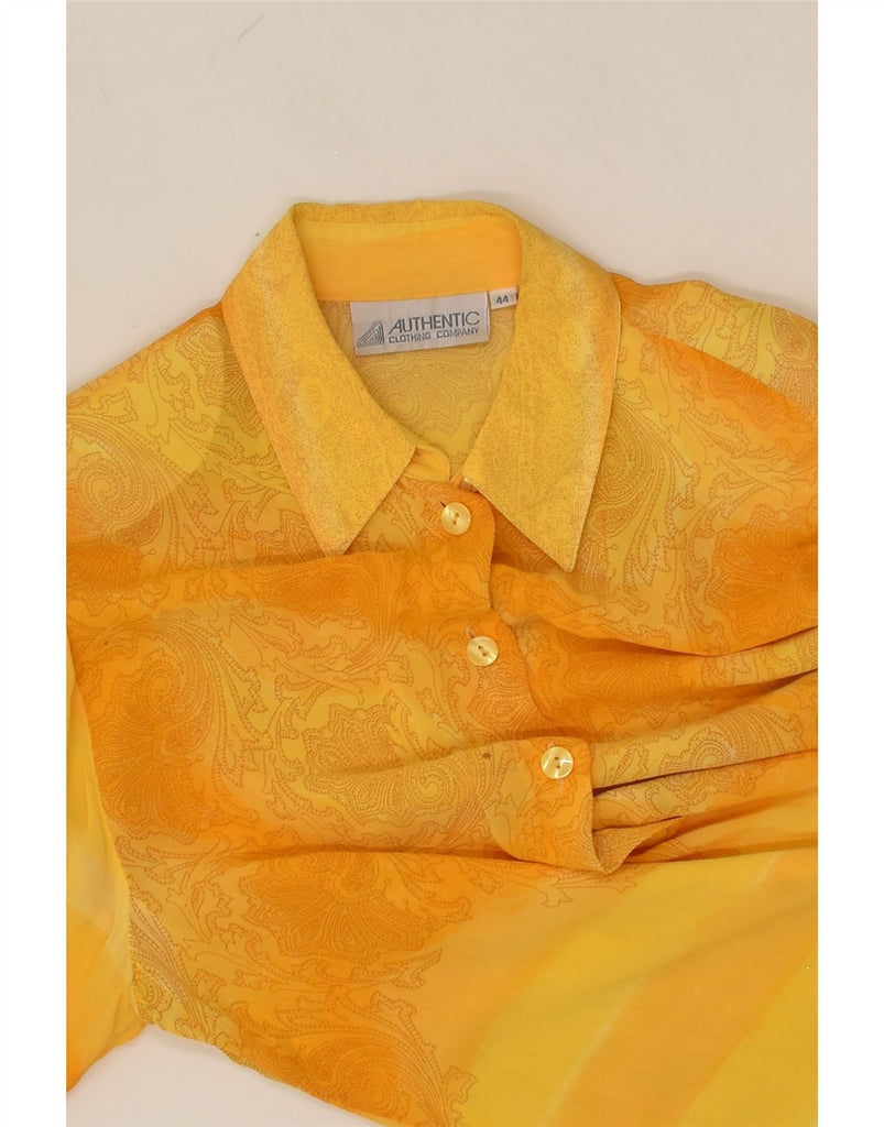 VINTAGE Womens Short Sleeve Shirt Blouse EU 44 XL Yellow Paisley Viscose | Vintage Vintage | Thrift | Second-Hand Vintage | Used Clothing | Messina Hembry 