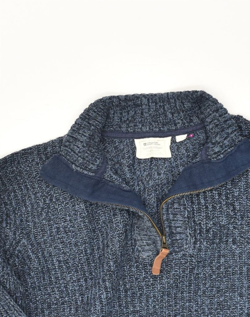 MOUNTAIN WAREHOUSE Mens Zip Neck Jumper Sweater XL Blue Flecked Acrylic | Vintage Mountain Warehouse | Thrift | Second-Hand Mountain Warehouse | Used Clothing | Messina Hembry 