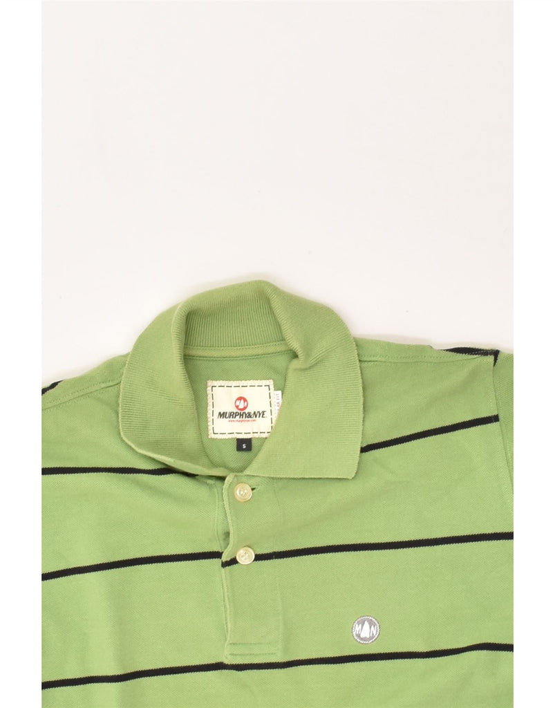 MURPHY & NYE Mens Polo Shirt Small Green Striped Cotton | Vintage Murphy & Nye | Thrift | Second-Hand Murphy & Nye | Used Clothing | Messina Hembry 