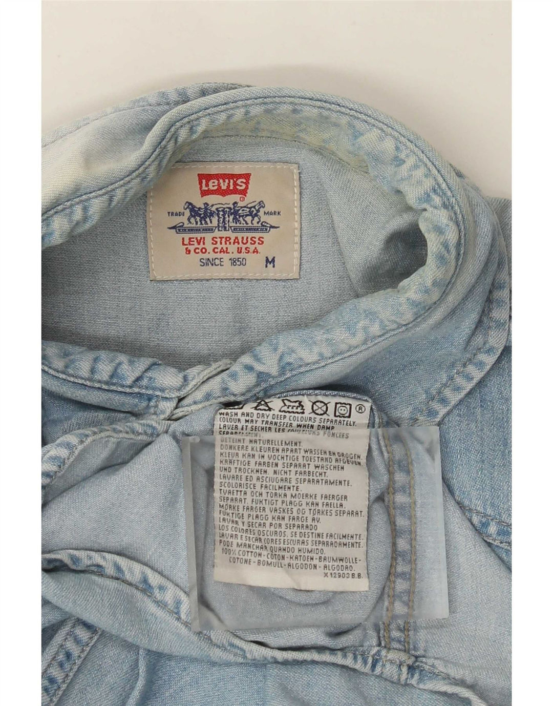 Levi's Mens Denim Shirt Medium Blue Cotton