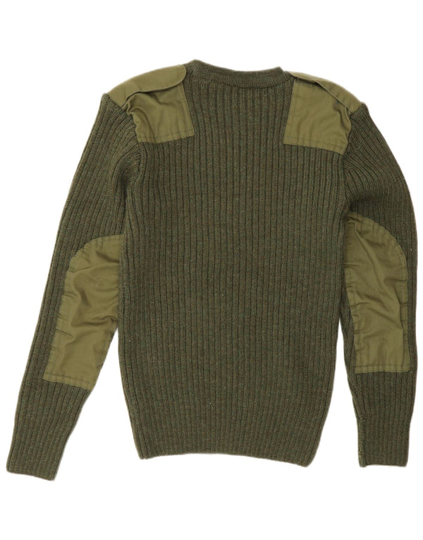 Vintage Mens Military Crew Neck Jumper Sweater UK 40 Medium Green Army