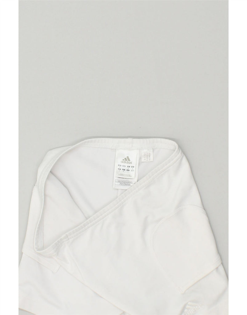 ADIDAS Womens Sport Shorts UK 12 Medium White Polyester | Vintage Adidas | Thrift | Second-Hand Adidas | Used Clothing | Messina Hembry 