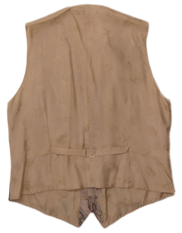 Julius Lang Mens Graphic Waistcoat IT 54 XL Beige Patchwork Viscose