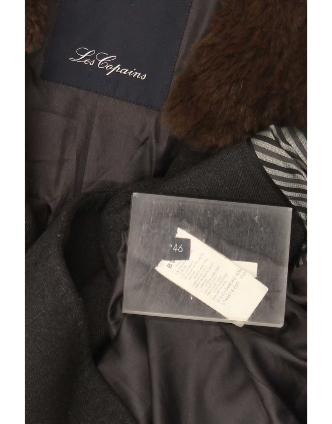 Les Copains Womens Overcoat IT 46 Large Grey Polyester