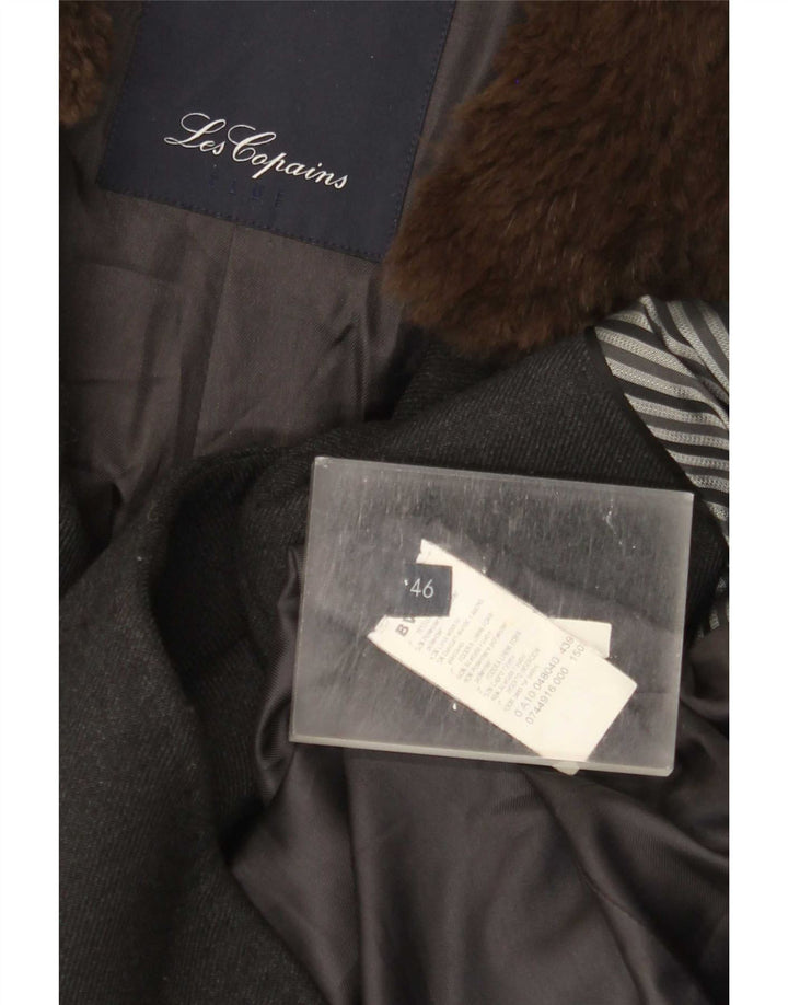 Les Copains Womens Overcoat IT 46 Large Grey Polyester