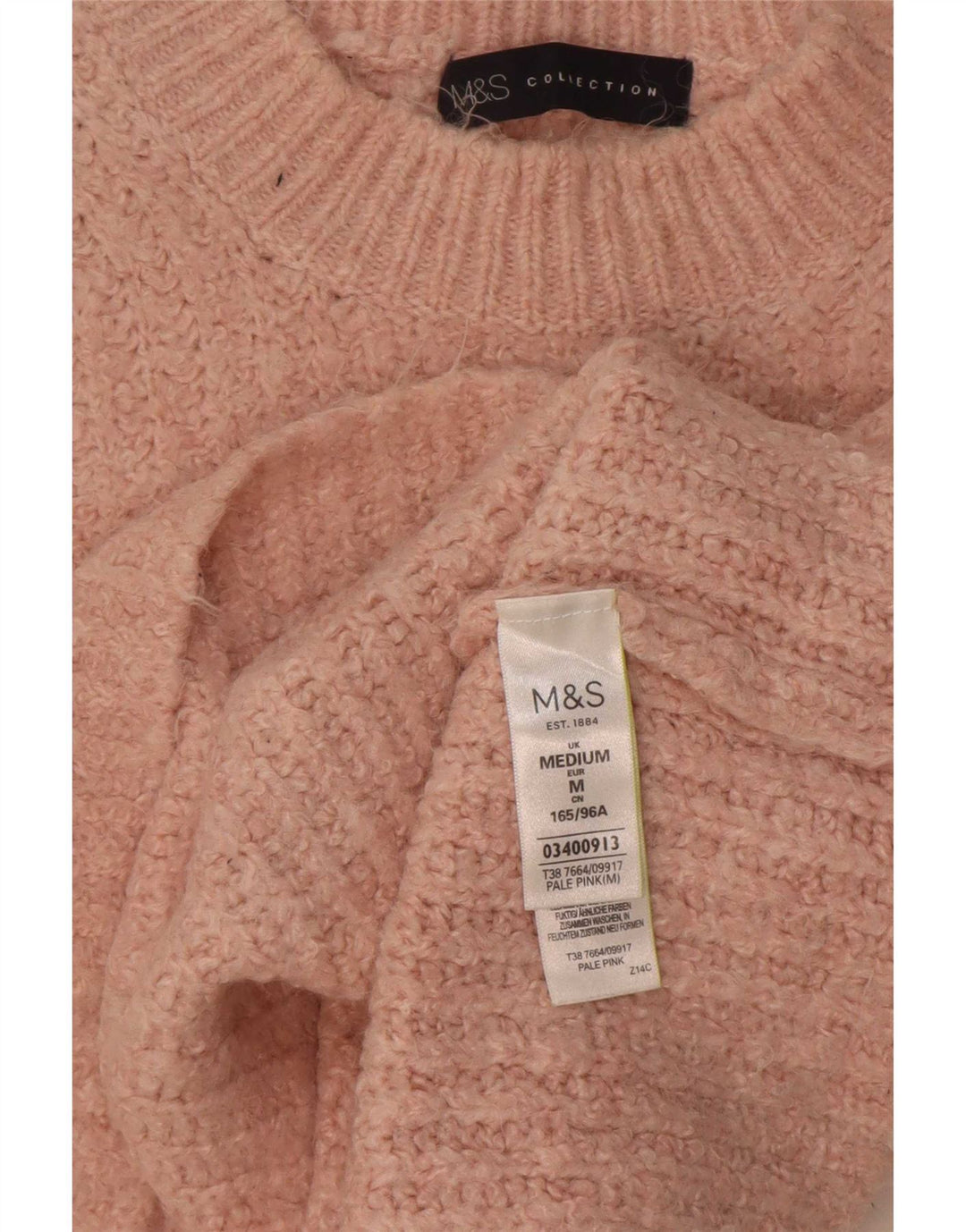 Marks & Spencer Womens Turtle Neck Jumper Sweater UK 14 Medium Pink