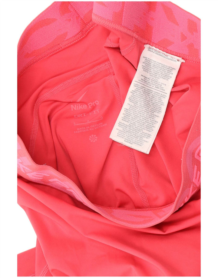 Nike Womens Dri Fit Graphic Capri Leggings UK 14 Large Pink Polyester