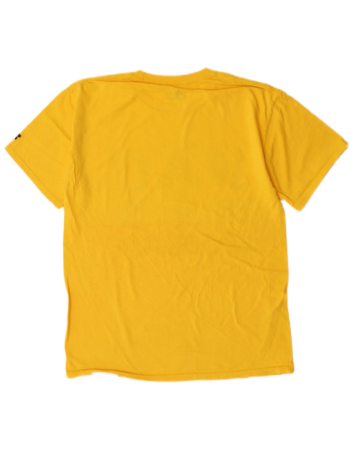 Russell Athletic Mens Graphic T-Shirt Top Medium Yellow Cotton