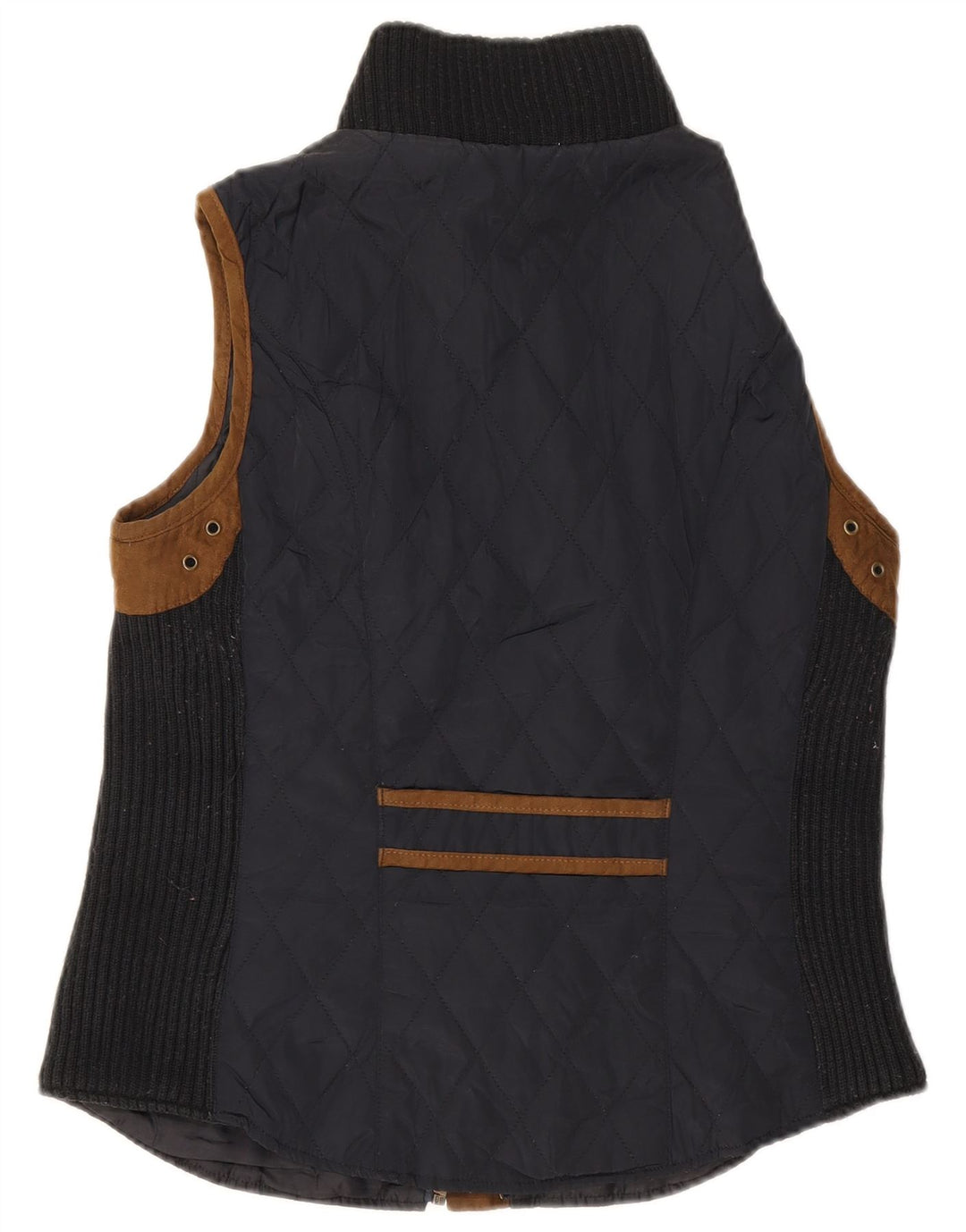 Zara Womens Quilted Gilet UK 14 Large Navy Blue Colourblock Polyester