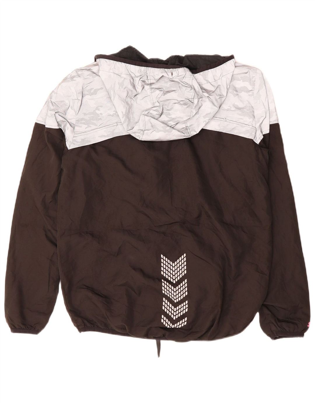 STARTER Womens Graphic Hooded Rain Jacket UK 10 Small Black Camouflage