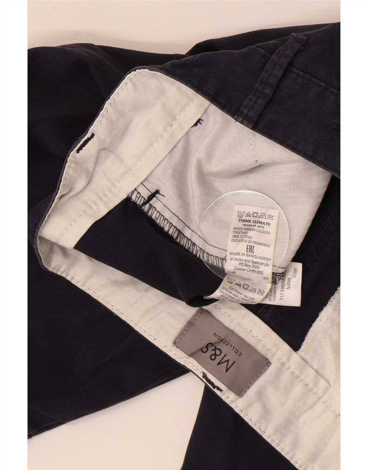 Marks & Spencer Mens Chino Shorts W30 Medium Navy Blue Cotton