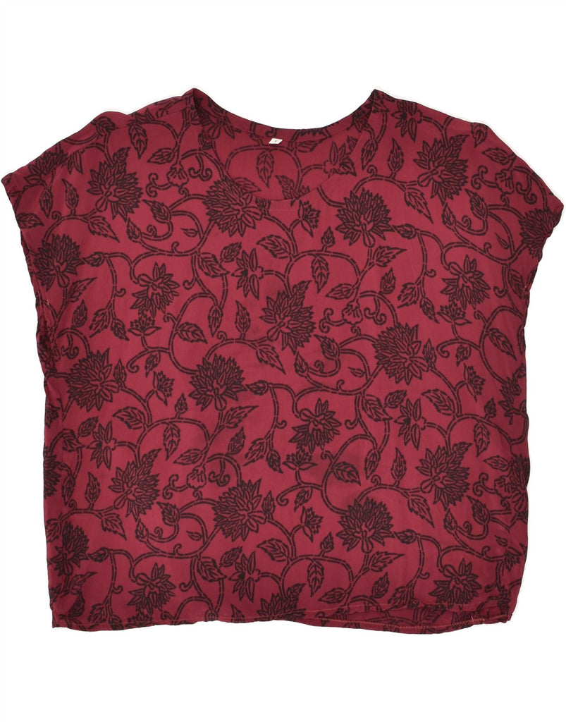 VINTAGE Womens Blouse Top UK 14 Medium Burgundy Floral | Vintage Vintage | Thrift | Second-Hand Vintage | Used Clothing | Messina Hembry 