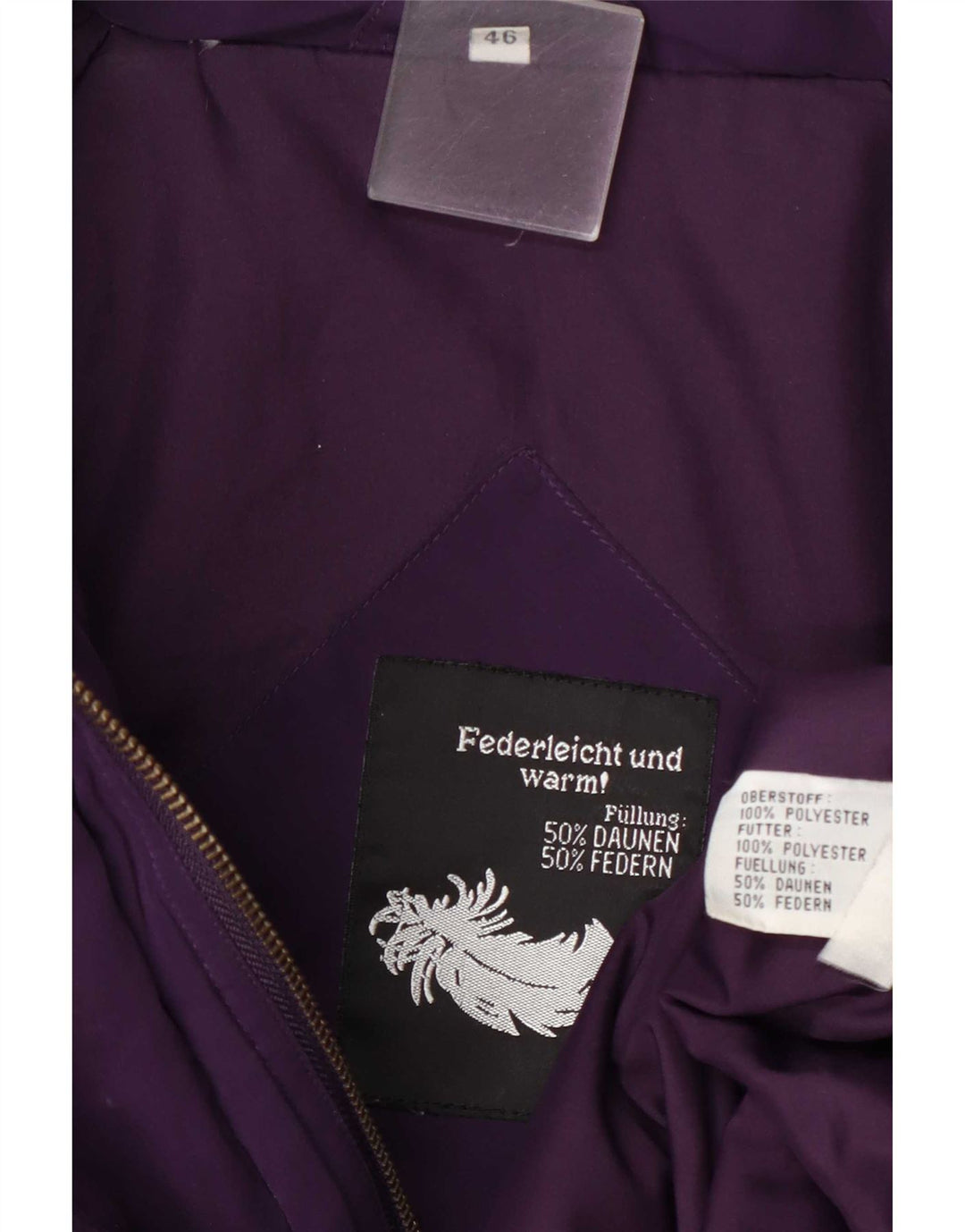 Vintage Womens Oversized Padded Coat EU 46 XL Purple Polyester