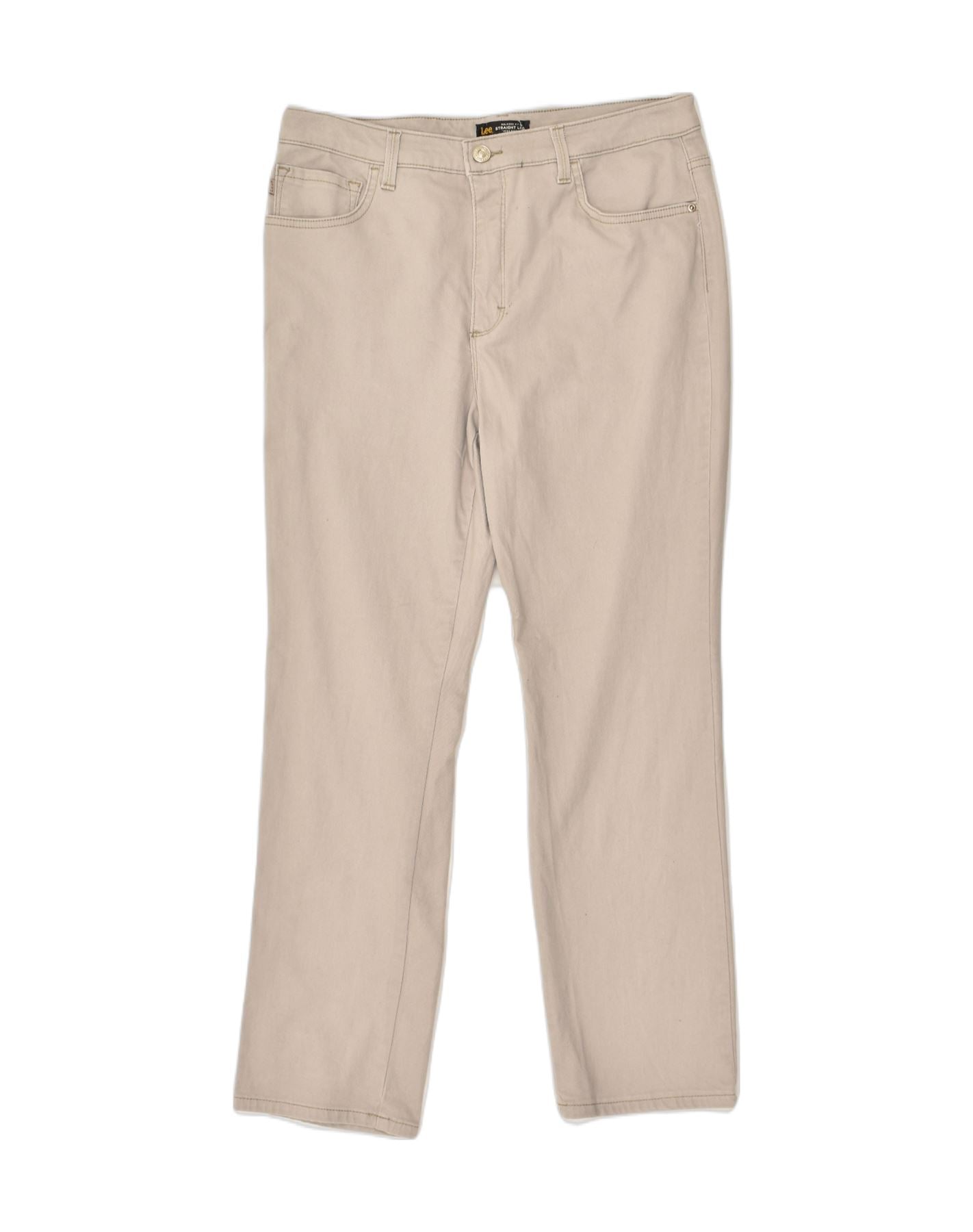 LEE Womens Relaxed Fit Casual Trousers US 14 XL W32 L29 Beige Cotton, Vintage & Second-Hand Clothing Online
