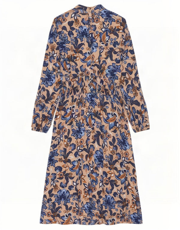 Marks & Spencer Womens Long Sleeve Maxi Dress UK 14 Large Pink Floral