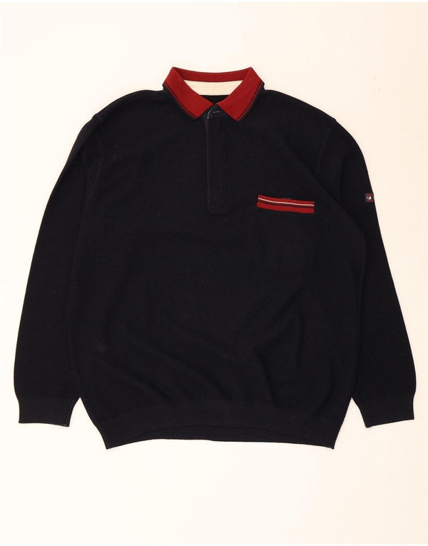 Green Coast Mens Polo Neck Jumper Sweater IT 56 XL Navy Blue Wool