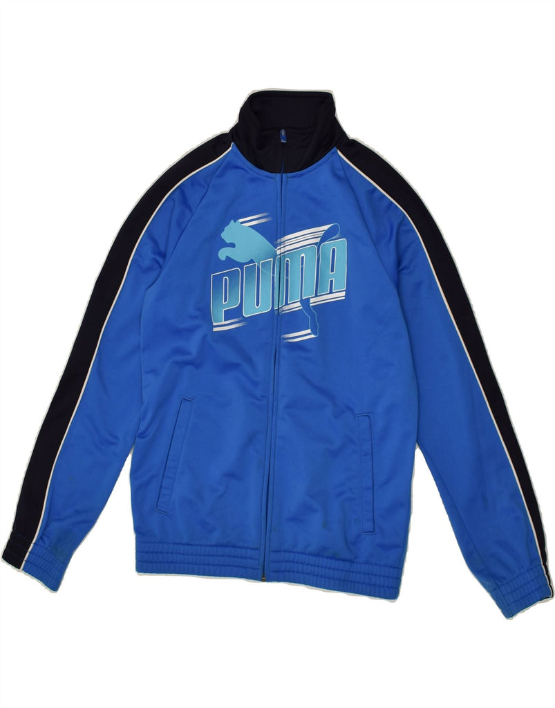 PUMA Boys Graphic Tracksuit Top Jacket 11-12 Years Large Blue Polyester | Vintage Puma | Thrift | Second-Hand Puma | Used Clothing | Messina Hembry 