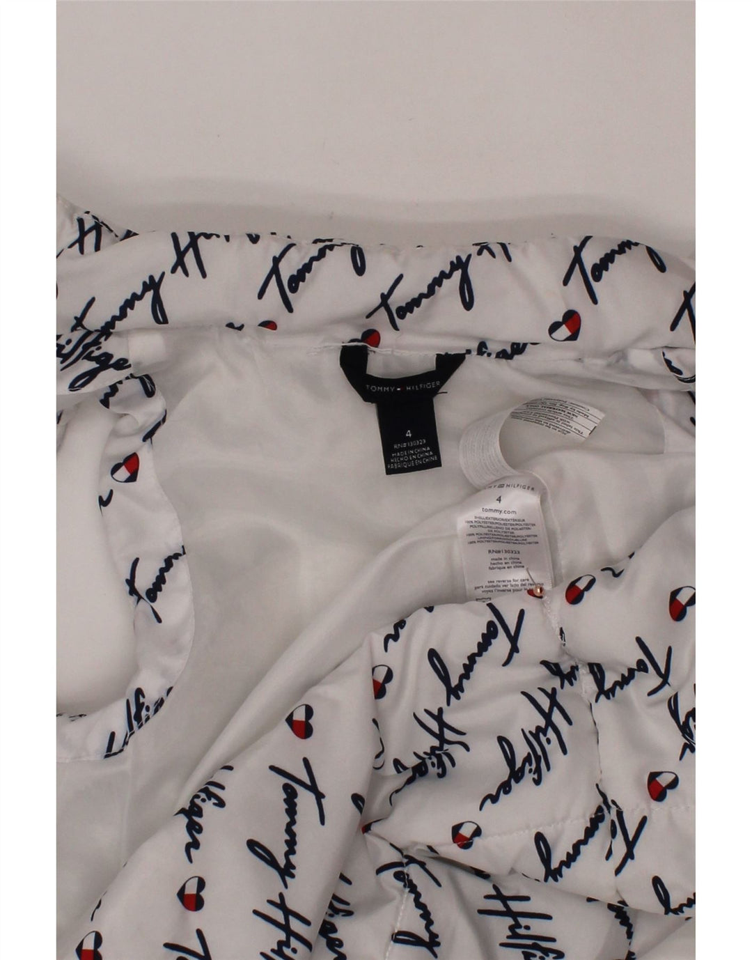 TOMMY HILFIGER Girls Graphic Padded Gilet 3-4 Years White Polyester