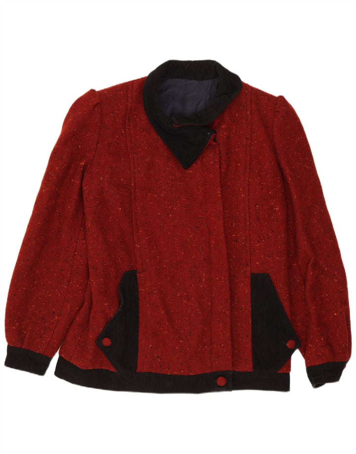 Vintage Womens Bomber Jacket UK 16 Large Burgundy Flecked