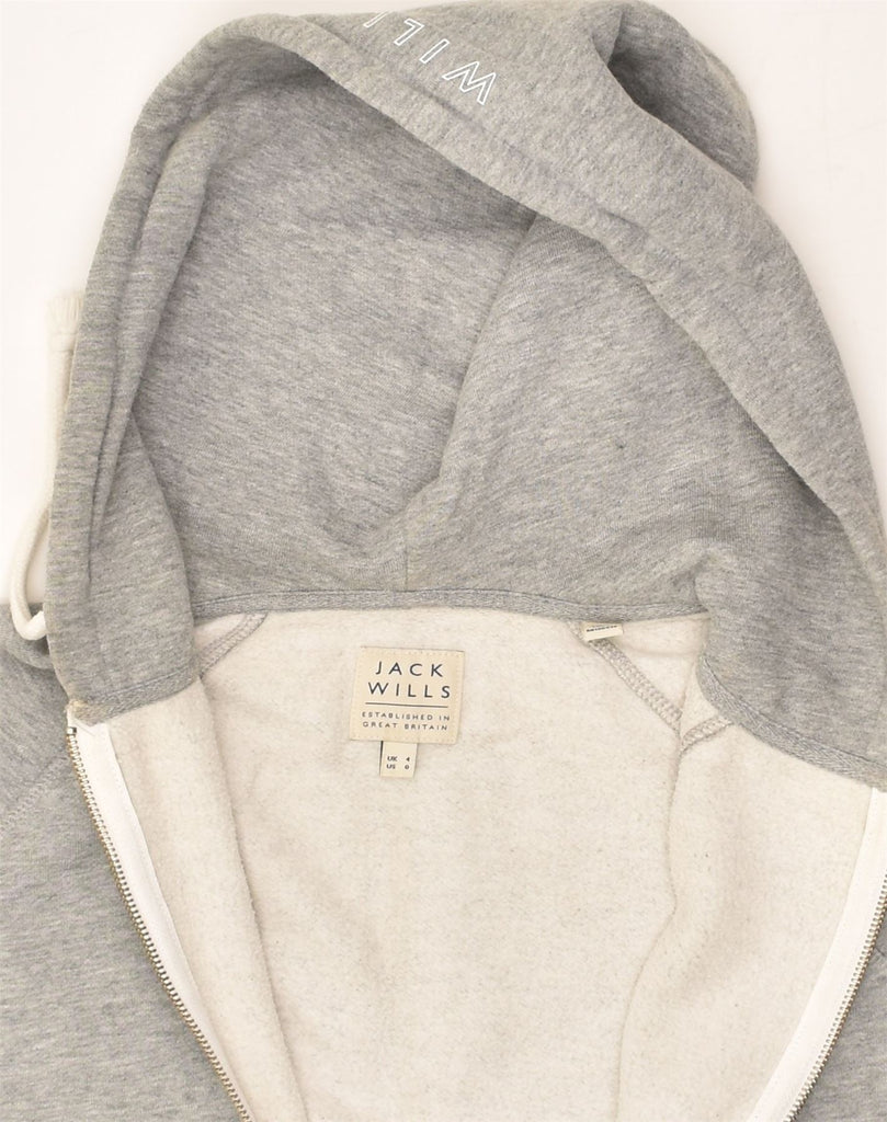 JACK WILLS Womens Zip Hoodie Sweater UK 4 XS Grey Cotton | Vintage Jack Wills | Thrift | Second-Hand Jack Wills | Used Clothing | Messina Hembry 