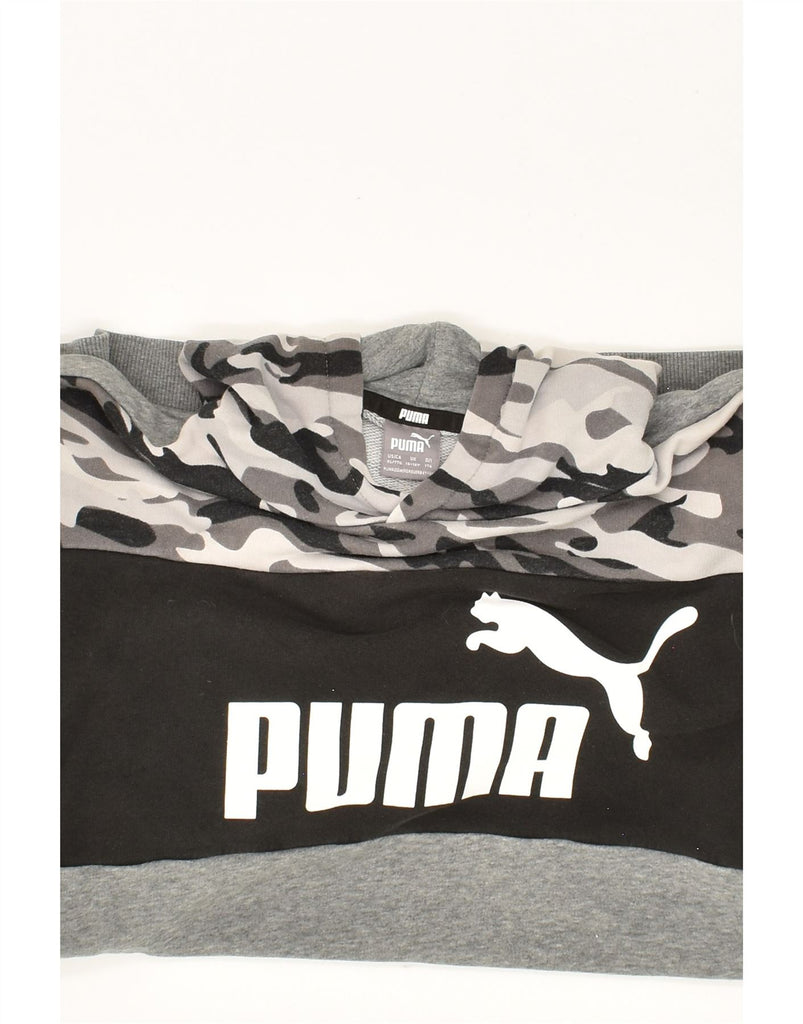 PUMA Boys Graphic Hoodie Jumper 15-16 Years Grey Camouflage Cotton | Vintage Puma | Thrift | Second-Hand Puma | Used Clothing | Messina Hembry 