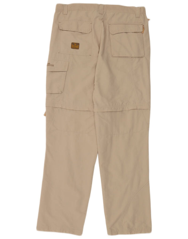 Moorhead Mens Straight Cargo Trousers W34 L34 Beige Polyamide