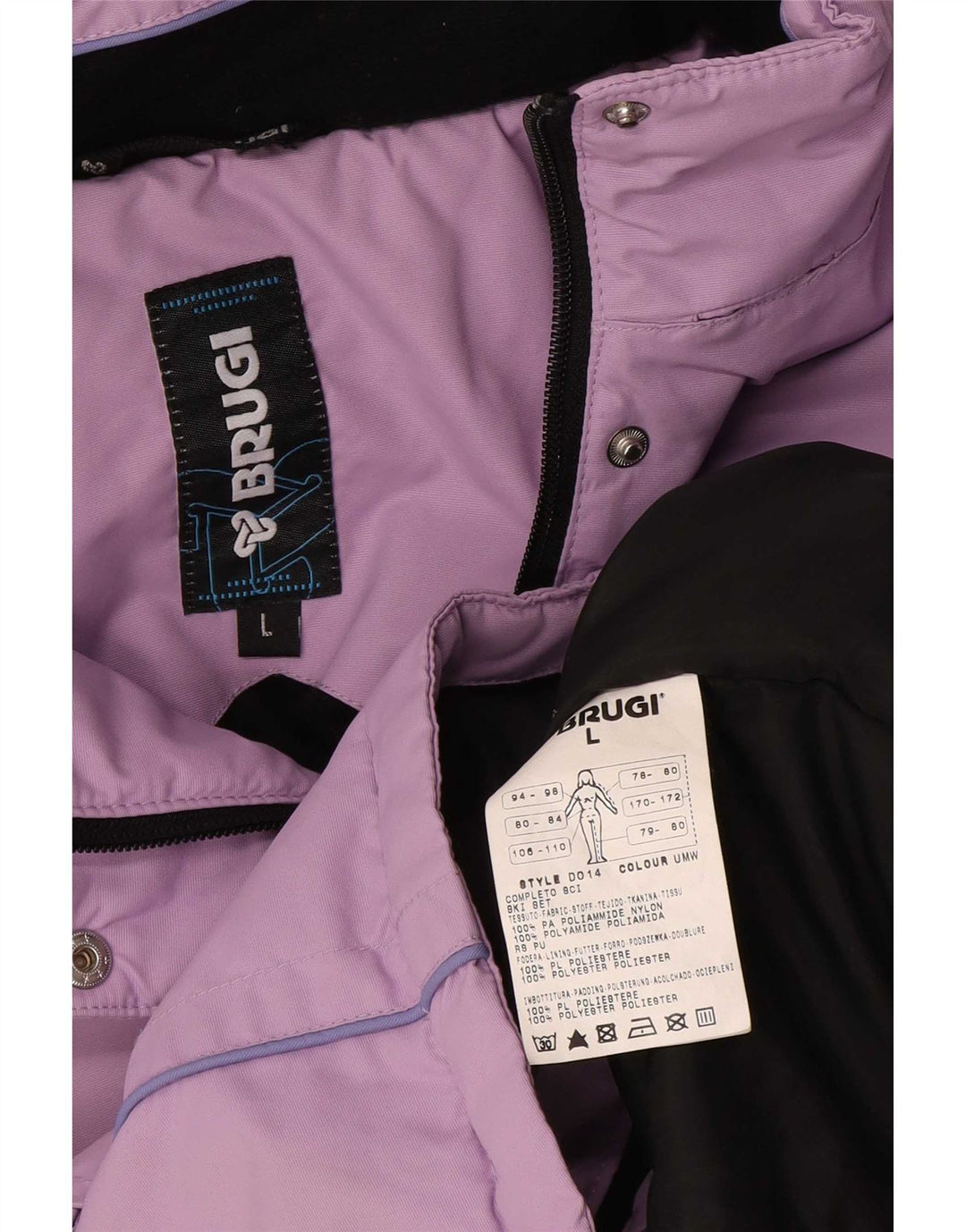 Brugi Womens Hooded Ski Jacket UK 16 Large Purple Colourblock Polyester