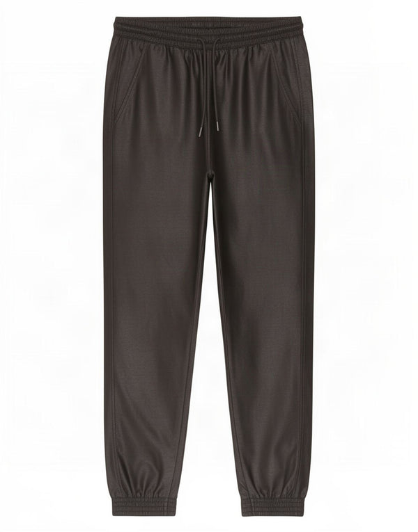 Zara Womens Joggers Faux Leather Trousers Medium W28 L26 Black Polyurethane