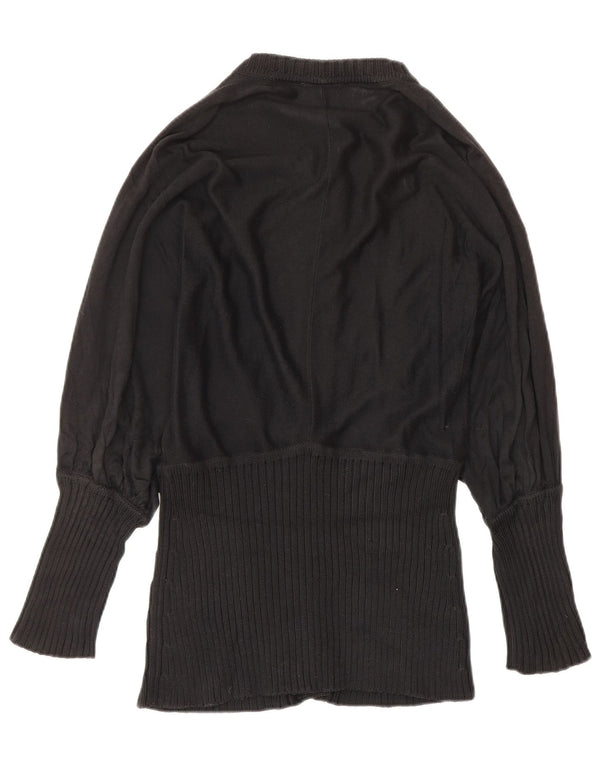 Karen Millen Womens Cardigan Sweater UK 12 Medium Black Cotton