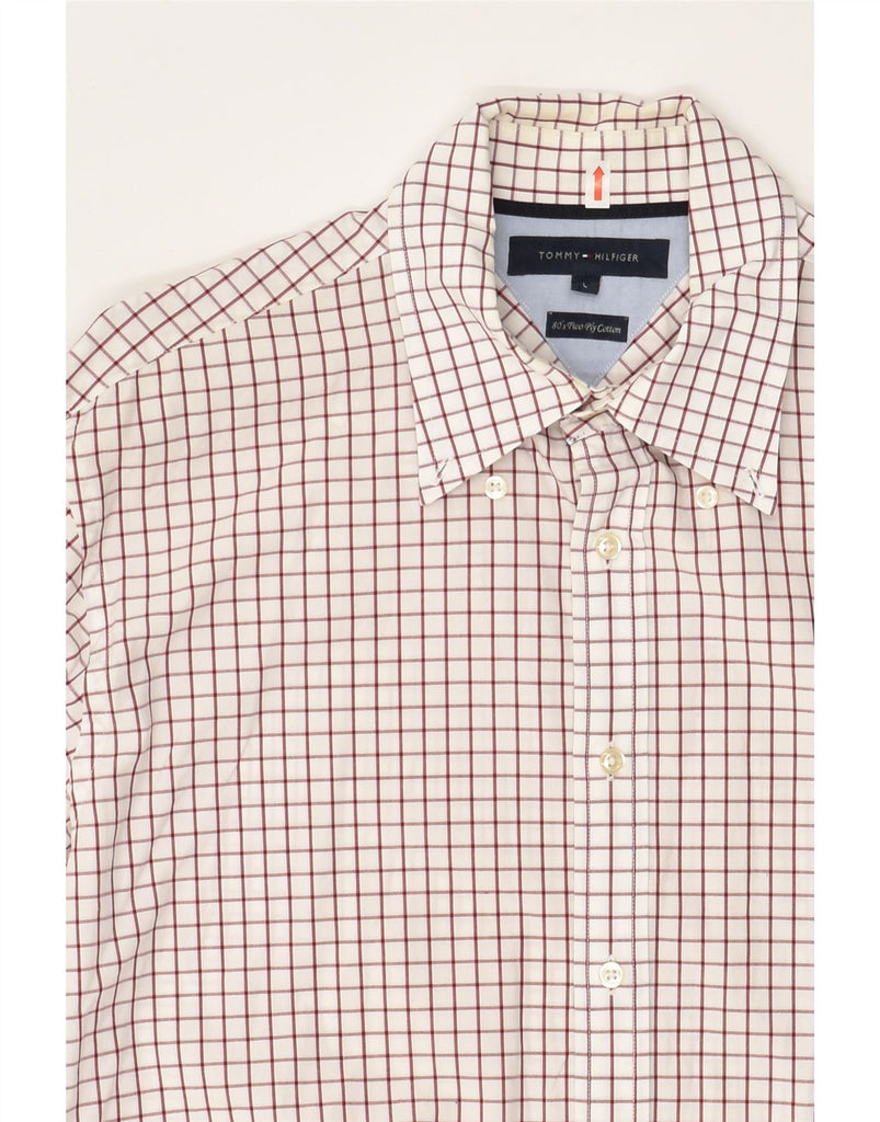 TOMMY HILFIGER Mens Shirt Large White Check Cotton | Vintage Tommy Hilfiger | Thrift | Second-Hand Tommy Hilfiger | Used Clothing | Messina Hembry 