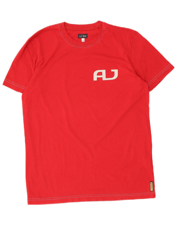Armani Jeans Womens Graphic T-Shirt Top UK 18 XL Red Cotton