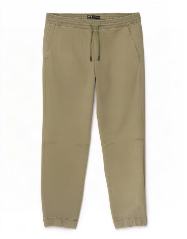 Zara Mens Joggers Casual Trousers Large W32 L27 Khaki Cotton