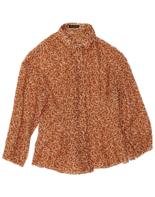 Massimo Dutti Womens 3/4 Sleeve Shirt Blouse EU 38 Small Beige Floral
