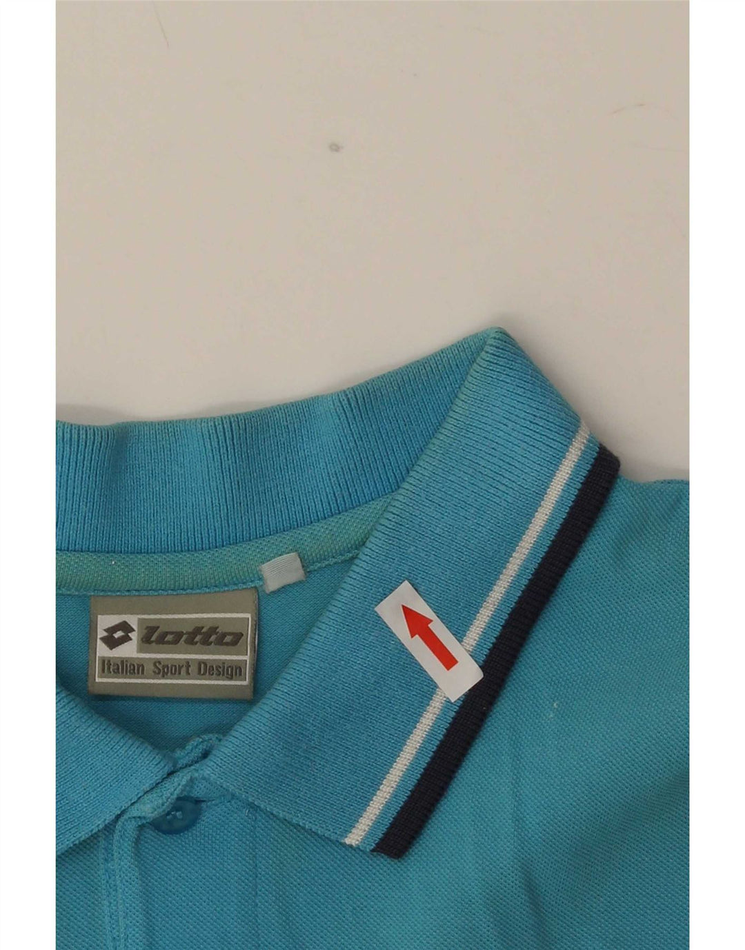 Lotto Mens Polo Shirt Medium Blue Striped Cotton