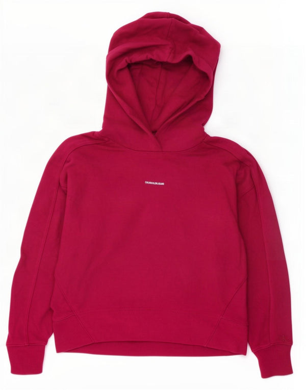 Calvin Klein Jeans Womens Oversized Hoodie Jumper UK 6 XS Pink Cotton