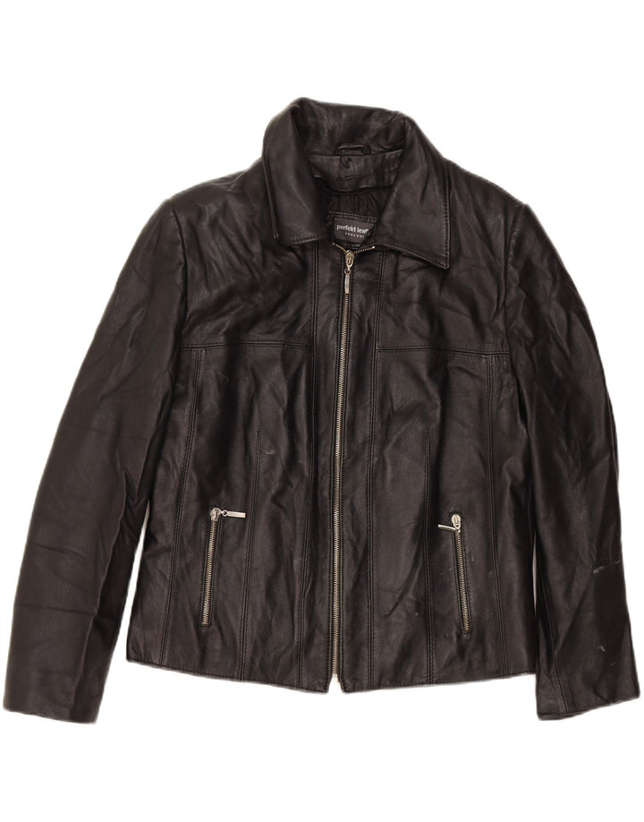 VINTAGE Womens Leather Jacket UK 20 2XL Black Leather Vintage Vintage and Second-Hand Vintage from Messina Hembry 