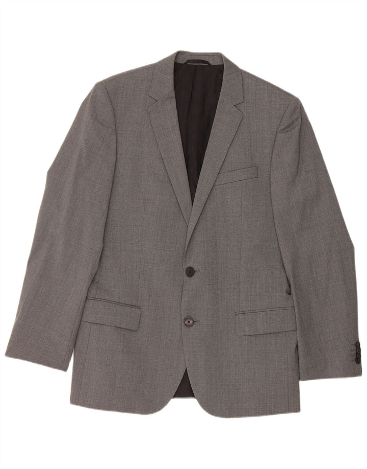 Hugo Boss Mens 2 Button Blazer Jacket EU 48 Medium Grey Virgin Wool