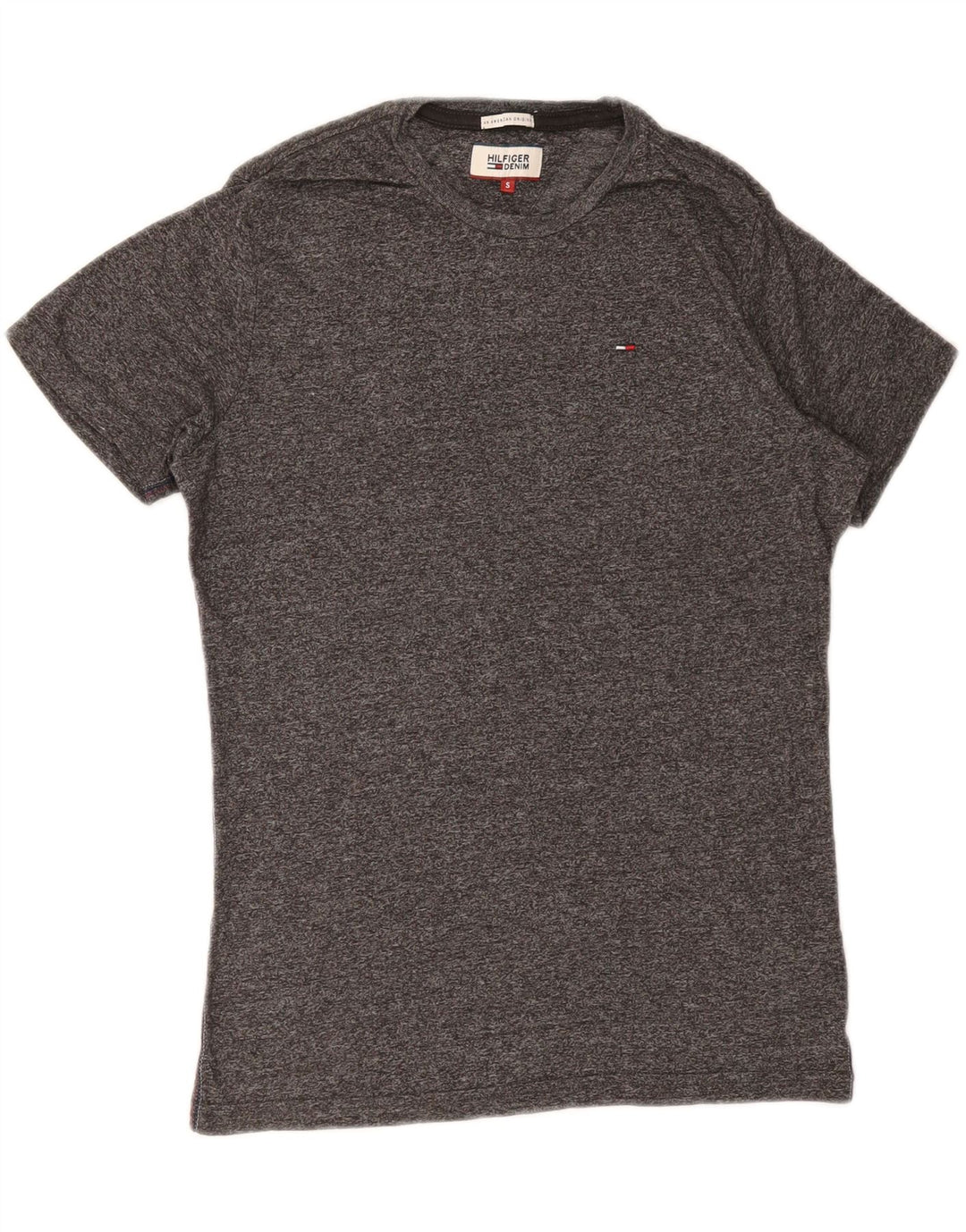 TOMMY HILFIGER Mens T-Shirt Top Small Grey Flecked Cotton