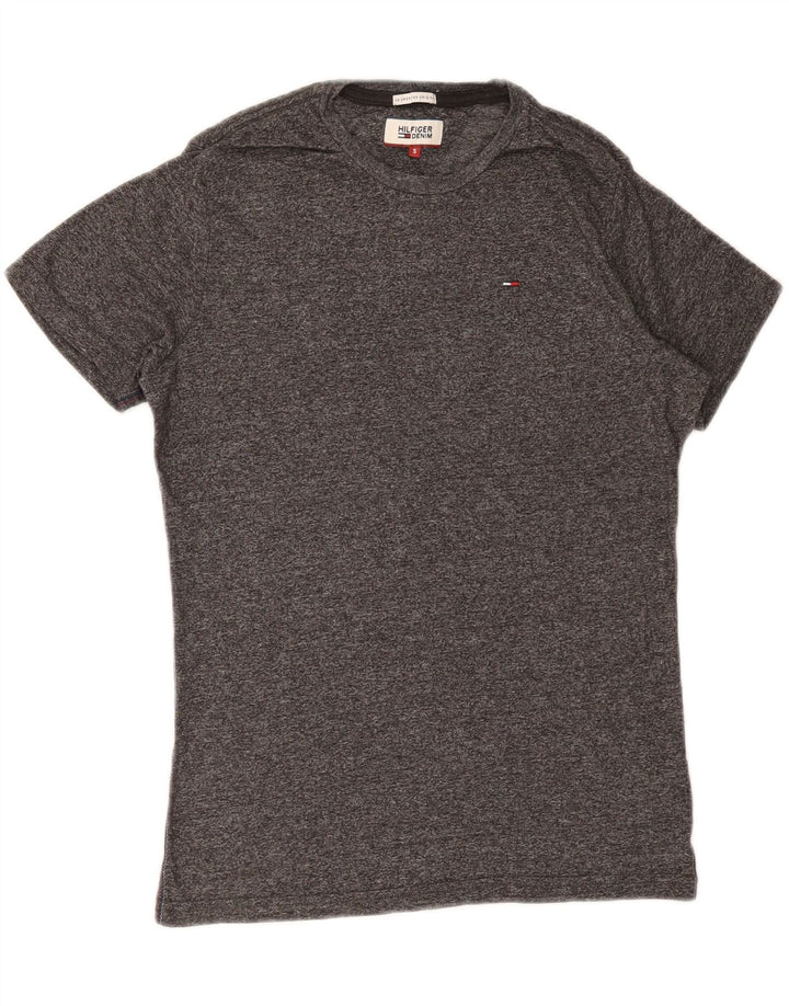 TOMMY HILFIGER Mens T-Shirt Top Small Grey Flecked Cotton